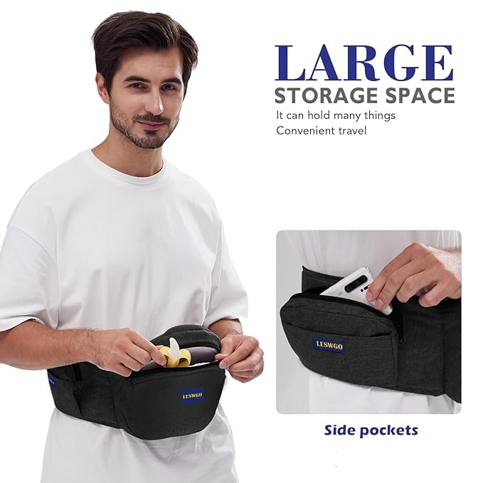 Baby Hip Carrier,Adjustable Extended Waistband with Various Pockets-Ergonomic,Baby Carrier with Hip Seat for Newborns & Toddlers(Black)