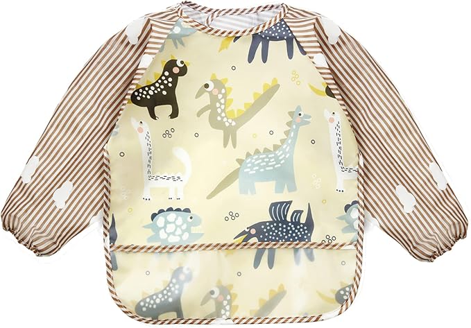 PandaEar (3 Pack Long Sleeve Bibs| Waterproof Full Sleeve Bib for Baby Infant Toddler 6-36 Months