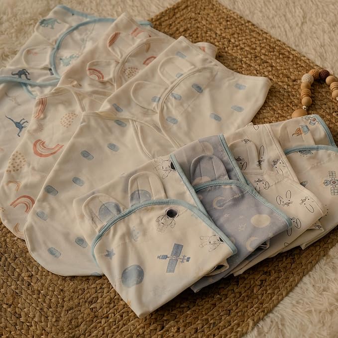 GLLQUEN BABY Swaddle 0-3 Months - 3 Pack Swaddles for Newborn, Adjustable Newborn Swaddling Wrap for Baby Boys and Girls, Swaddle Blanket Sleep Sack, Dinosaur & World, Easy Change