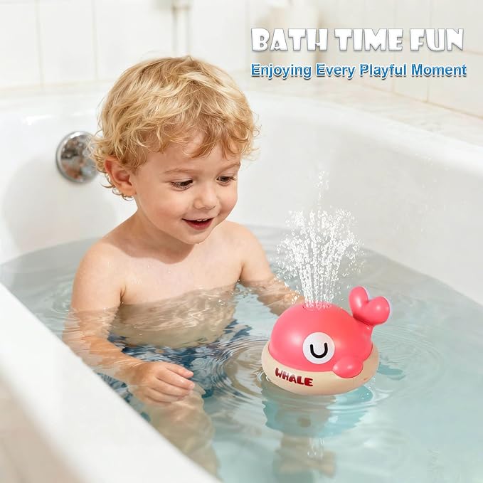 Baby Bath Toys - Toddler Bath Toys for Kids Ages 1-3, Rechargeable Light Up Whale Sprinkler Bathtub Toys, Pool Water Toys for Infant Babies 6-12 Months & Toddlers 2-4, 1st Birthday Gifts (Pink)