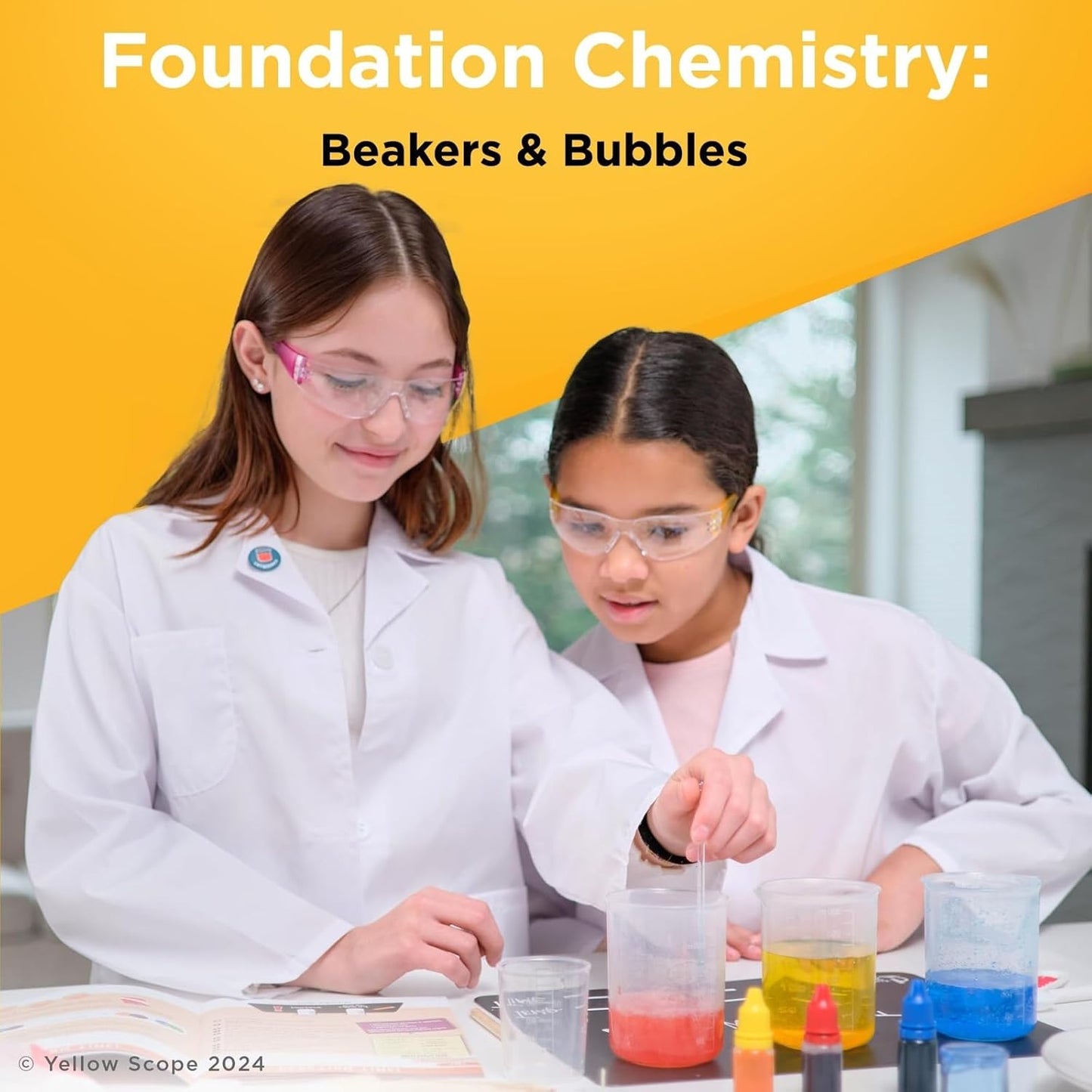 Chemistry Kit, Science Experiment for Girls & Boys, STEM Activities for Kids Ages 8-12, Beakers & Bubbles Foundation Chem Set
