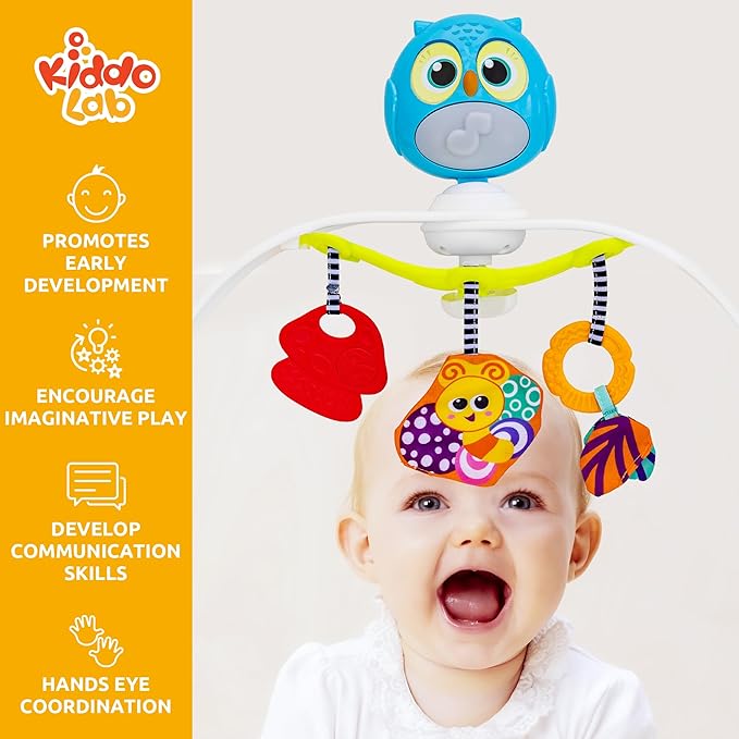 Baby Stroller Arch Toy with Relaxing Music & Lights - Adjustable Activity Arch & Play Accessories - Baby Bouncer Toy Bar, Carseat, Crib, Stroller Hanging Toys for Infants 0 Months Old & Up