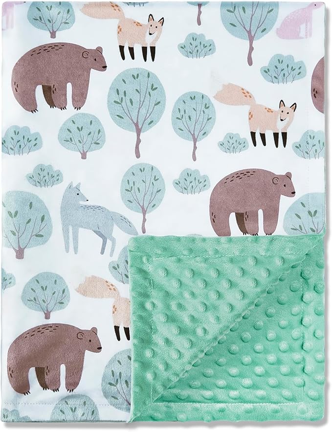 QSTEHEML Baby Blankets for Boys Neutral,Super Soft Nursery Minky Blanket Unisex, Baby Gifts Double Layer with Dotted Backing, Nursery Blanket for Crib Stroller(Bear, 30 * 40inch)