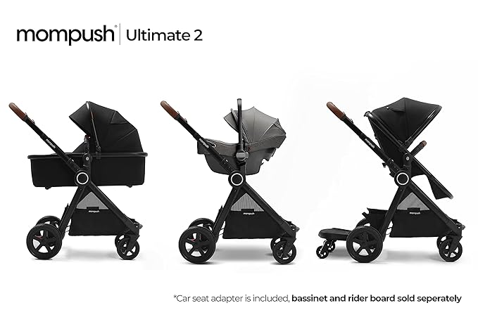 Mompush Ultimate2 Baby Stroller, Premium Convertible Full-Size Stroller for Toddler, Reversible Seat with One Hand Recline Adjustment, Car Seat Adapter Included