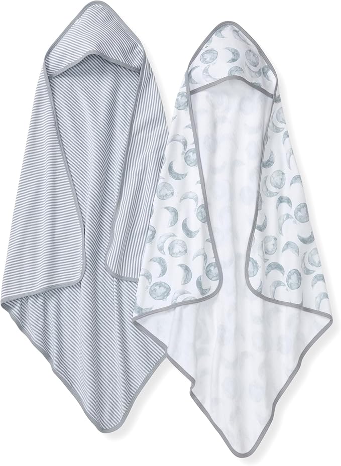 Burt's Bees Baby Hooded Towels, Absorbent Knit Terry, Super Soft Single Ply, 100% Organic Cotton