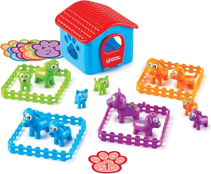Learning Resources Sort-'Em-Up Pups - 28 Pieces, Ages 3+, Color Sorting and Matching for Toddlers, Fine Motor Skills, Gifts for Boys and Girls