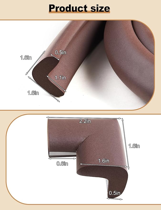 Foam Corner Protector for The Fireplace Hearths Edge and Corner Guard, with Retardant Materials Foam Safety Bumpers Baby Proofing (Coffee)