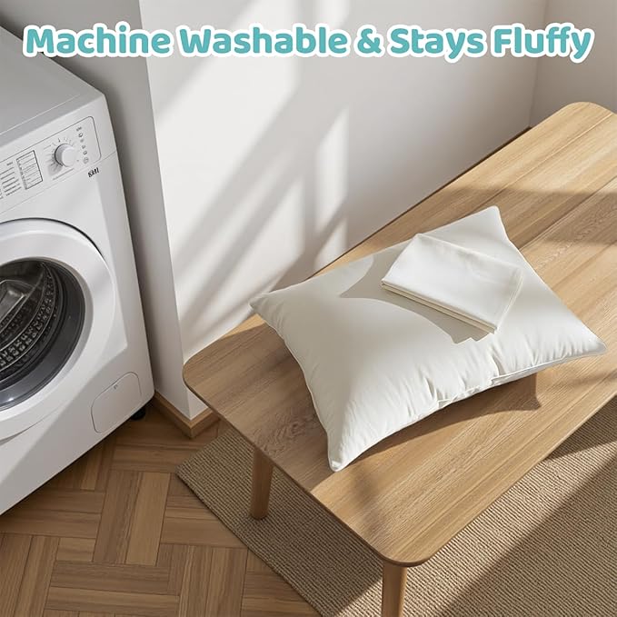 LOFE Organic Pillow with Pillowcase - 20x26 Youth Pillow with 100% Organic Cotton Shell, Adjustable Loft Organic Standard Plilow, Machine Washable, Soft, Perfect for Youth&Adults