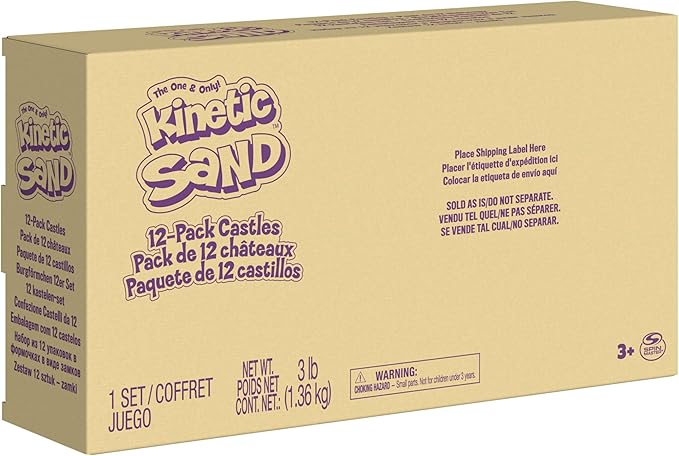 Kinetic Sand, 12-Pack Castle Containers (Amazon Exclusive), Multi-Color Play Sand for Party Favors, Goodie Bags, Sensory Toys for Kids Ages 3 and up