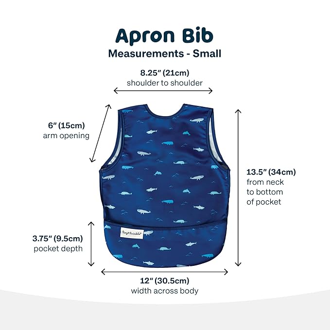 Tiny Twinkle Short Sleeve Apron Baby & Toddler Bib for Boys – Waterproof, Mess-Proof Bibs for Eating & Feeding, Machine Washable, Perfect Holiday Gift (Ocean Life, 6–24M)