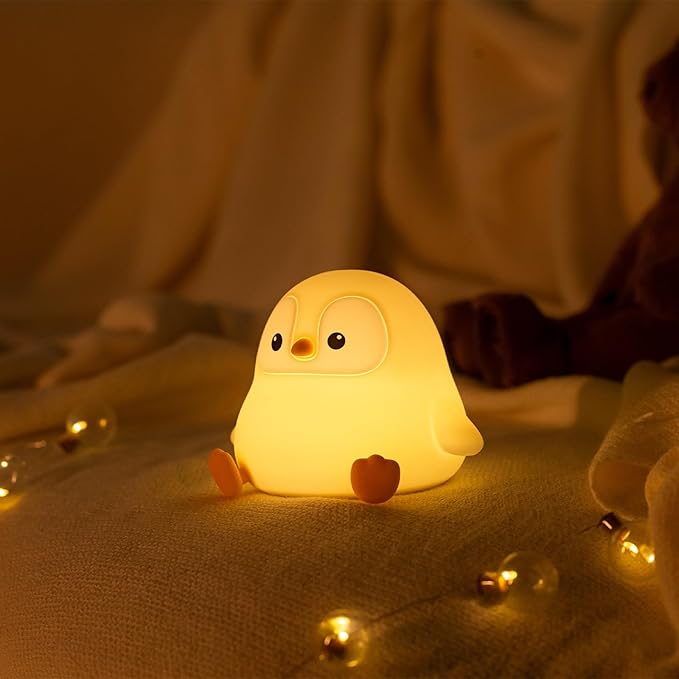 Penguin Night Light for Kids, Cute Penguin Lamp Silicone Baby Nursery Night Lamp, Dimmable Squishy Touch Bedside Lamps, Adorable Rechargeable Animal Lamps Gifts Kawaii Room Decor for Kids Girls Boys