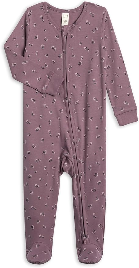 Colored Organics Baby Zip-Up Footed Sleeper with 2-Way Zipper - Newborn Organic Cotton Pajamas