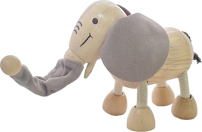 TEKOR Wooden Bendable Jungle Animal Toys (Set of 4) | Ages 3 & Up | Early Education Toy Animals for Kids | Elephant, Zebra, Hippo, Gorilla | Smooth Natural Wood | Endless Play for Girls & Boys