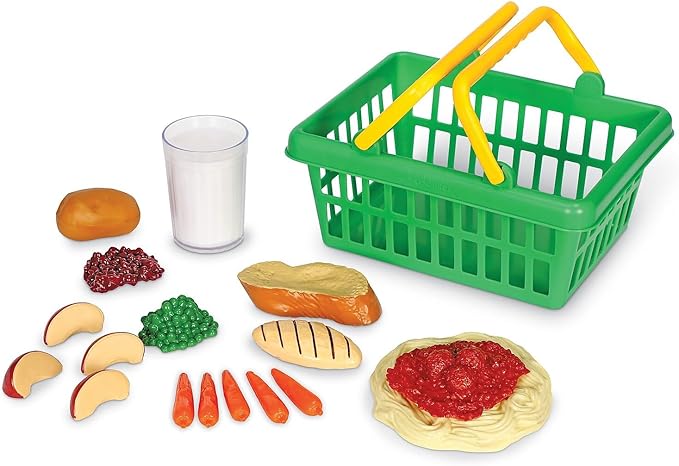 Learning Resources Healthy Dinner Basket - 19 Pieces , Ages 3+ Pretend Play Food for Toddlers, Preschool Learning Toys, Kitchen Play Toys for Kids