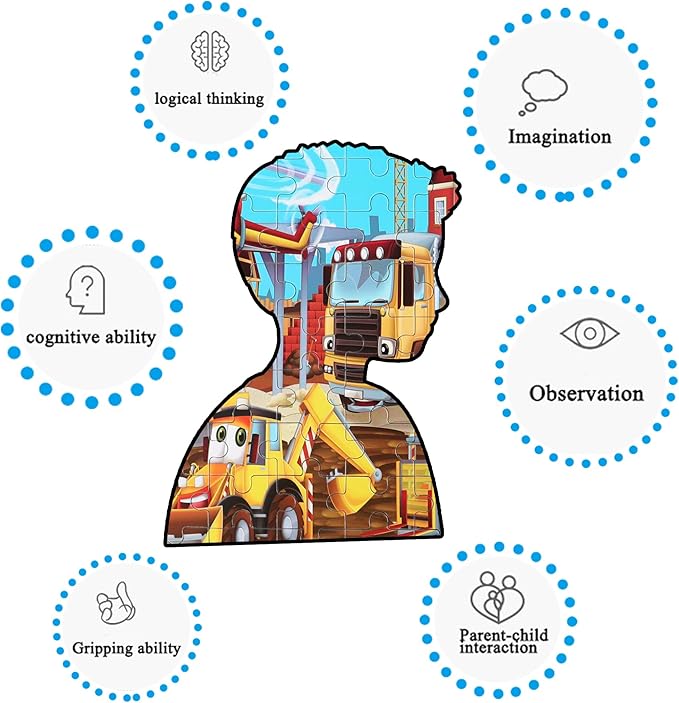 LELEMON Puzzles for Kids Ages 4-8 Construction Vehicles 100 Piece Puzzles for Kids Educational Jigsaw Puzzles Toys Gift for Boys Girls Age 4, 5, 6, 7, 8 Years Old