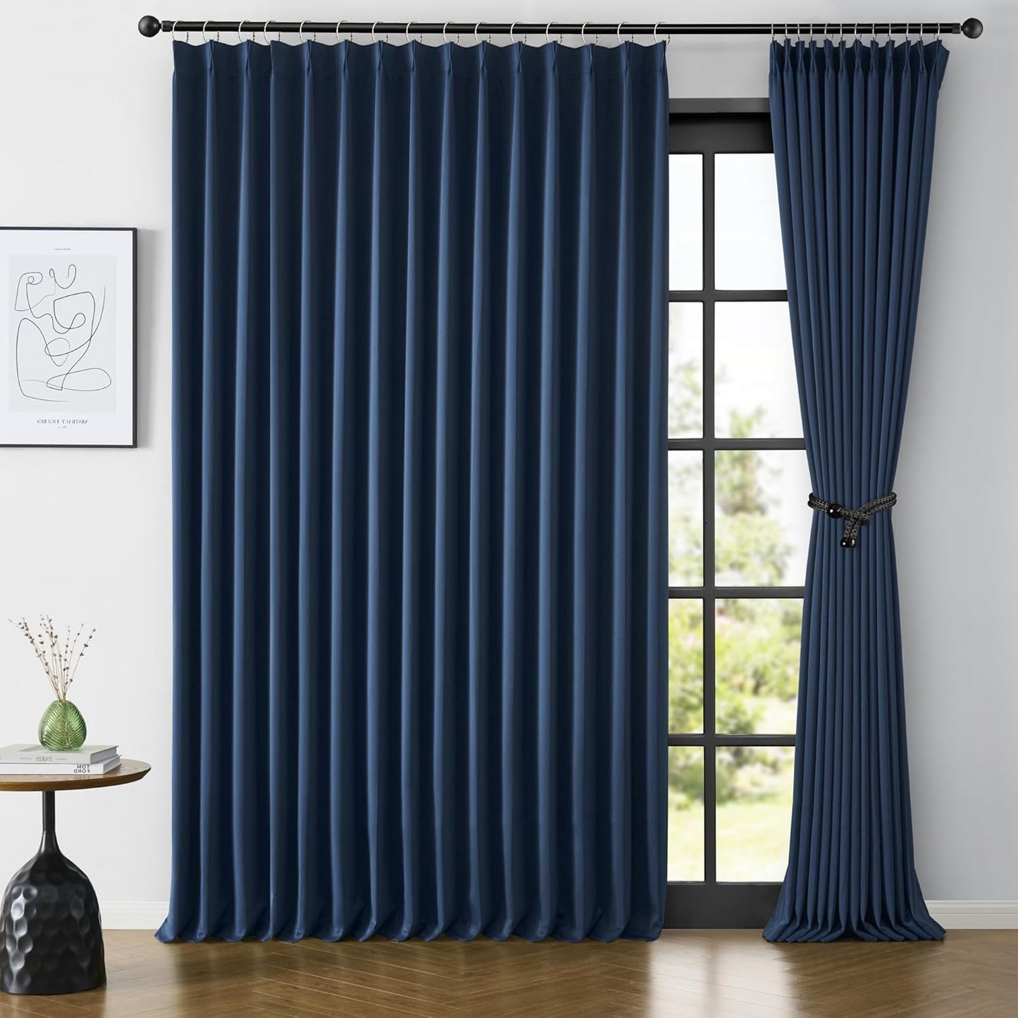 KEQIAOSUOCAI Extra Wide Patio Sliding Door Curtains 95 Inces Long 2 Panels, Vertical Blinds with Pinch Pleat Room Divider Curtain Drapes for Living Room French Door(100 x 95 inch Long)