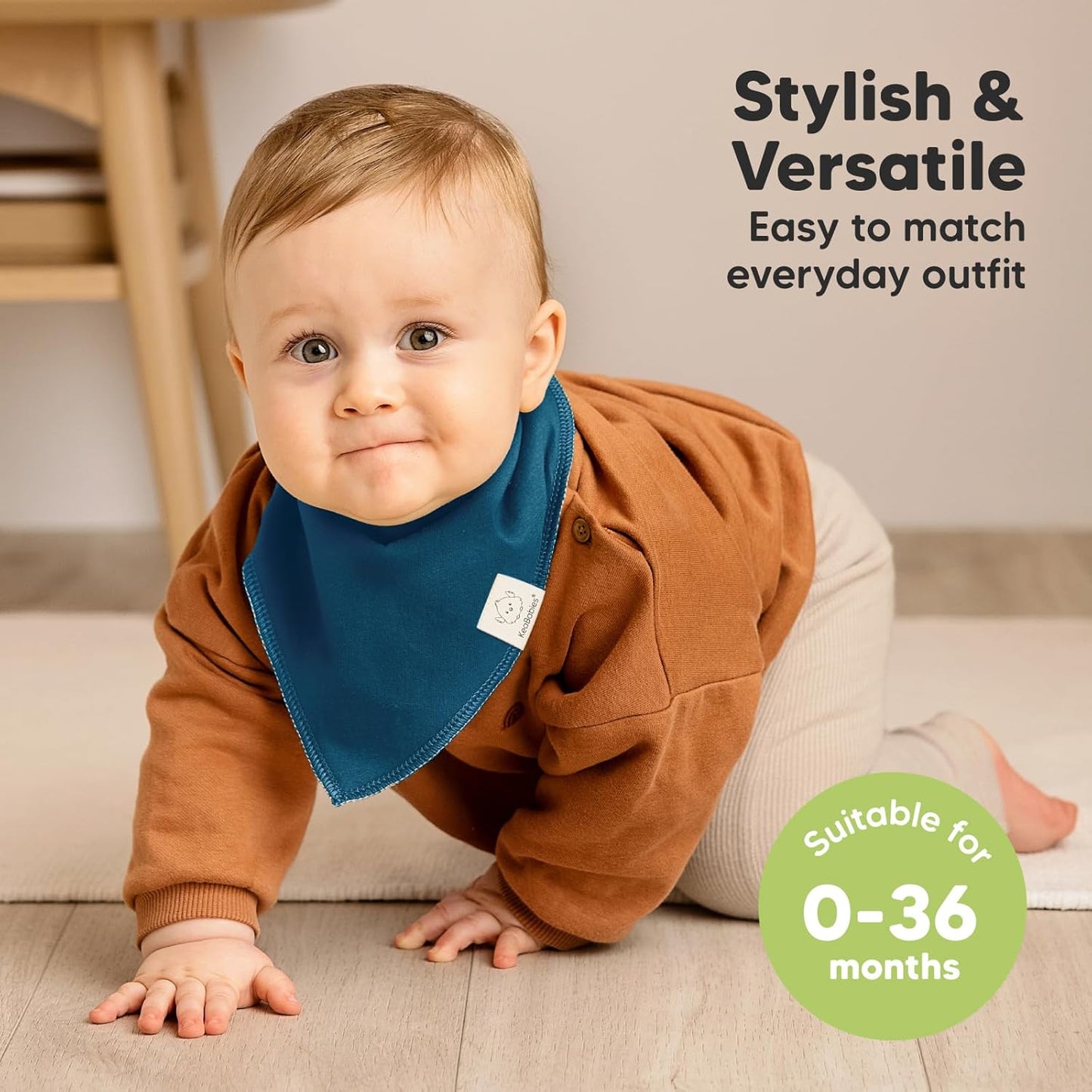 8-Pack Organic Baby Bandana Bibs for Boys, Girls - Super Absorbent Triangle Baby Bibs for Drooling and Teething Infant, 100% Cotton Extra Soft for Newborn, Infant 0-36 Months (Thunder)