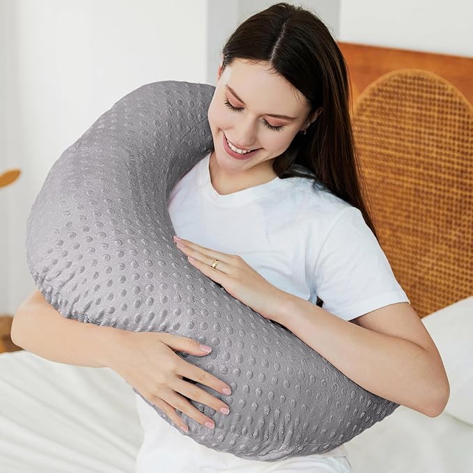 Upgraded Plus Size Nursing Pillow and Positioner for Breastfeeding and Bottle Feeding, Breast Feeding Pillows for Mom, Removable Nursing Pillow Cover