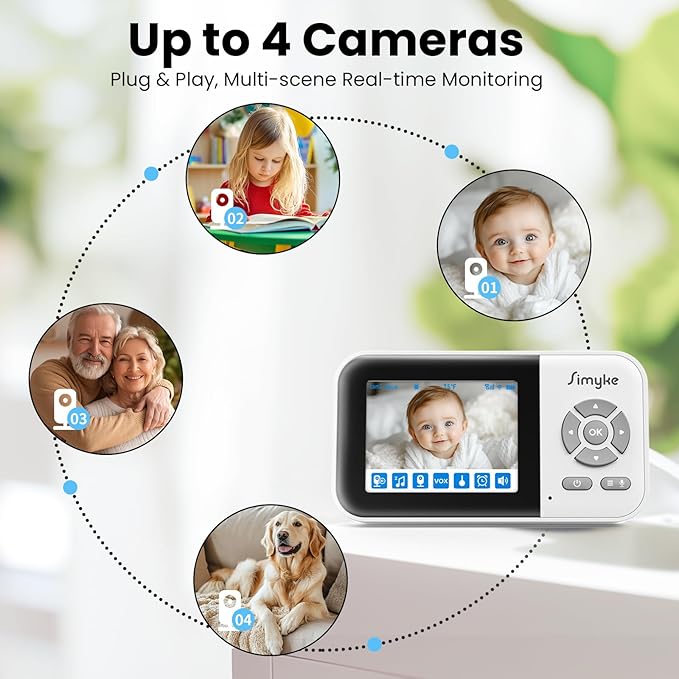 2Cameras Video Baby Monitor,Two Mode,2.8'' IPS Display Screen,Night Vision,2-Way Talk,1200ft Long Range,VOX,Lullaby,Free Smart Phone App, Works with iOS, Android,Ideal for Baby/Elderly/Pet