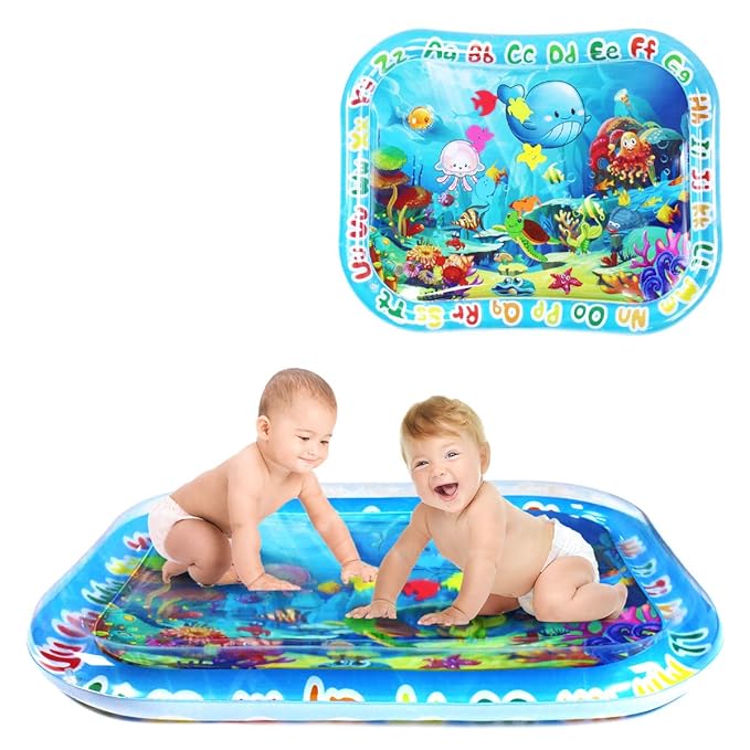 ZHUYNXIR Extra Big Infant Water mat, Large Water Play mat, Seas and Oceans Tummy Baby Toys with BB Call, Fun Early Development Activity Play Center for Newborn (39.5x31.5 in)
