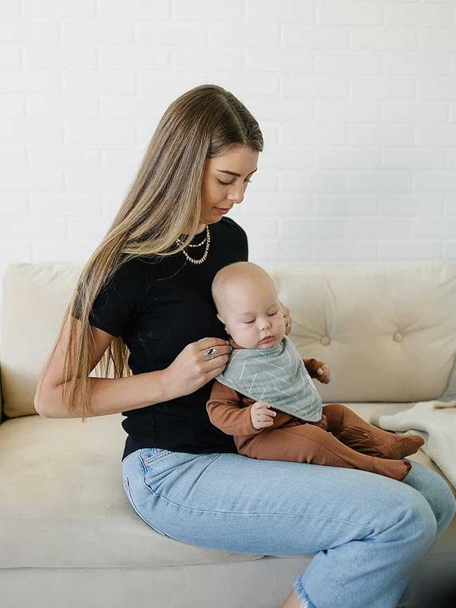 Mebie Baby Muslin Cotton Bib, 3 pack, Baby Bib Set for Burp, Spit Up, Drool, Bandana Bibs for Baby Boy or Baby Girl