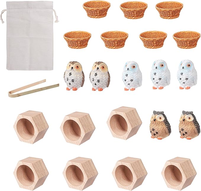 Sorting Stacking Wooden Toys for Toddlers, Owl Montessori Toys Toddler Sensory Bin Tool Toy, Wood Owl House Fine Motor Skill Toy Early Learning Preschool Educational Gift for Kids