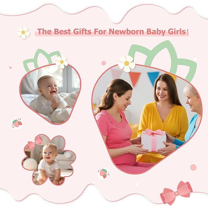 Strawberry Mobile for Crib Handmade Felt Nursery Decor Crib Mobile Goose for Bassinet Baby Shower Newborn Baby Gift (Bow Strawberry)