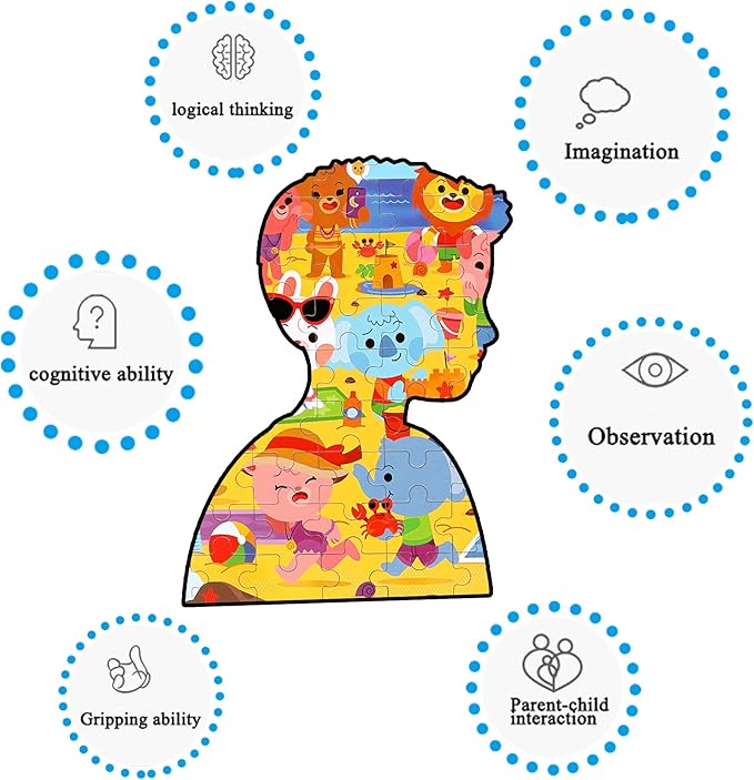 LELEMON Beach Animal Jigsaw Puzzles in a Metal Box 100 Pieces Beach Animal Party Jigsaw Puzzle for Kids Ages 4-8 Children Learning Educational Puzzles Toys