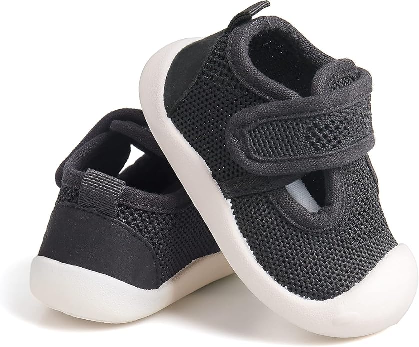 Baby First-Walking Shoes 1-4 Years Kid Shoes Trainers Toddler Infant Boys Girls Soft Sole Non Slip Cotton Canvas Mesh Breathable Lightweight TPR Material Slip-on Sneakers Outdoor
