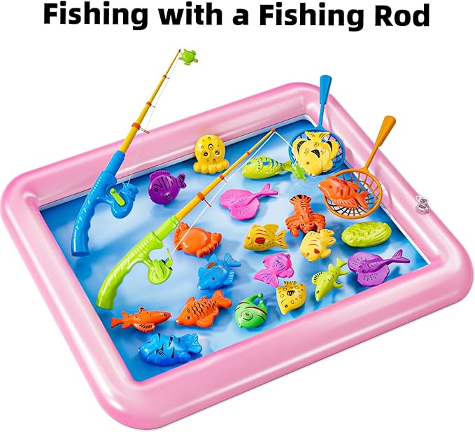 TEMI Fishing Toy for Kids 3-8 Years Old, Bath Toy for Child, Magnetic Fishing Pole for Toddlers, Summer Water Toys for Boys and Girls, Outdoor and Indoor Toys, Gifts for Birthday and Holidays