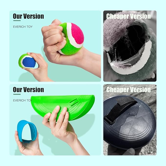 EVERICH Upgraded Toss and Catch Ball Game Set, Outdoor Games for Kids Outdoor Toys Yard Games, Beach Pool Toys for Adults Family 4 Paddles 4 Balls, Great Gifts for Boys Girls 3 4 5 6 7 8-12 Years Old