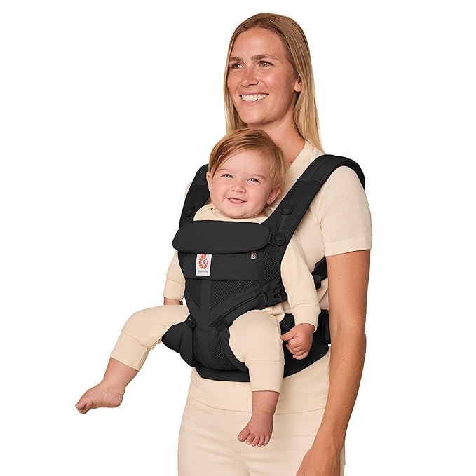 Ergobaby Omni Classic Baby Carrier Newborn to Toddler - Breathable Baby Carriers for Summer - All-Position Carrier with Lumbar Support (7-45 Pounds), Mesh, Onyx Black