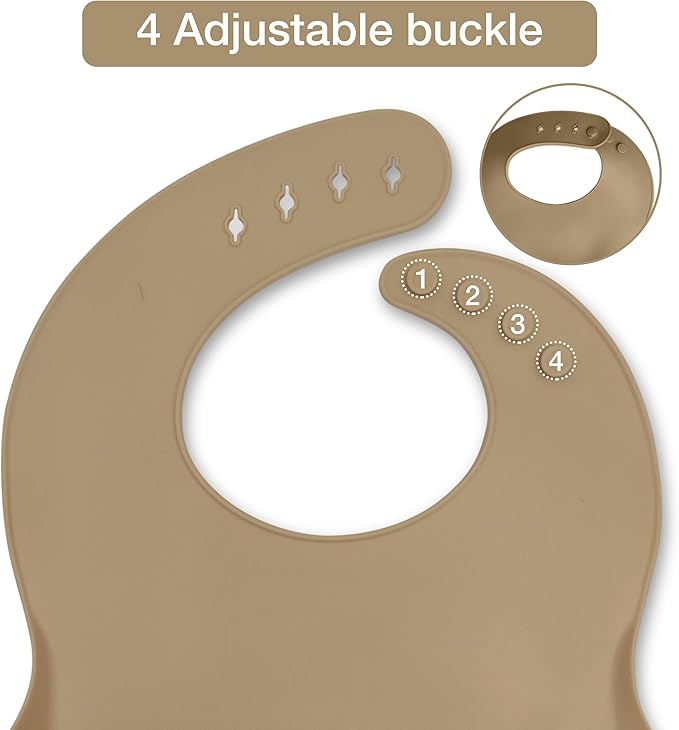 Baby Feeding Set 10-Piece | Baby Led Weaning Utensils Set Includes Suction Bowl and Plate, Baby Spoon and Fork, Sippy Cup, Straw, Lid & 2Bibs | Baby Feeding Supplies (B-Beige)