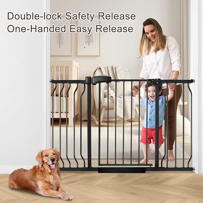 owlie 30.5" Tall Extra Wide Baby Gate 57-66 Inch Black