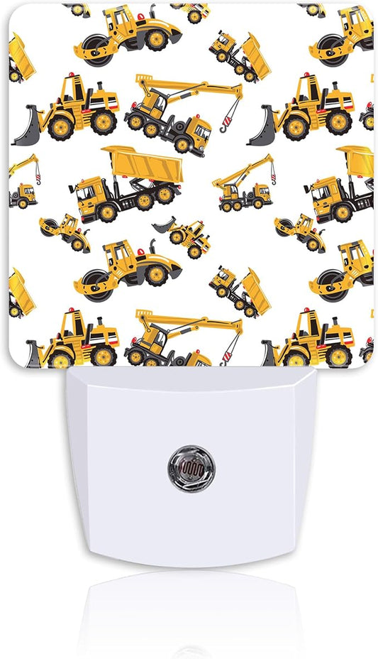 Cartoon Construction Truck Night Light,Machinery Excavator Building Machine Plug-in Night Light Auto Dusk-to-Dawn Sensor Energy Efficient LED Lamp for Room Decor,Hallway,Kitchen,Bathroom,Nursery,Stair