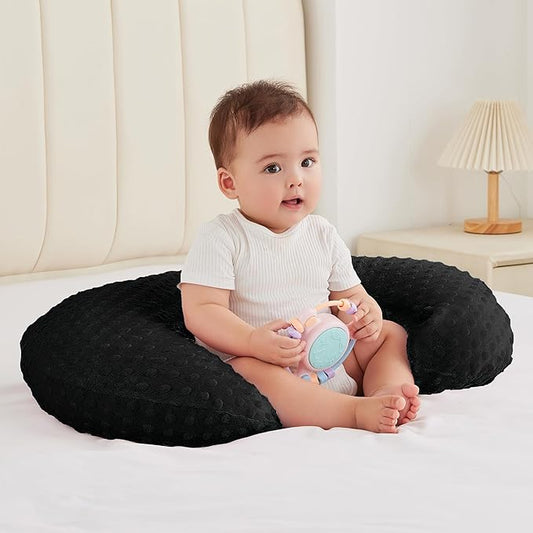 Nursing Pillow for Bottle and Breastfeeding, Ergonomic Comfort Nursing Essentials for Mom and Baby, Feeding Support Pillow with Removable Cover, Easier and Healthier Nursing (Black)