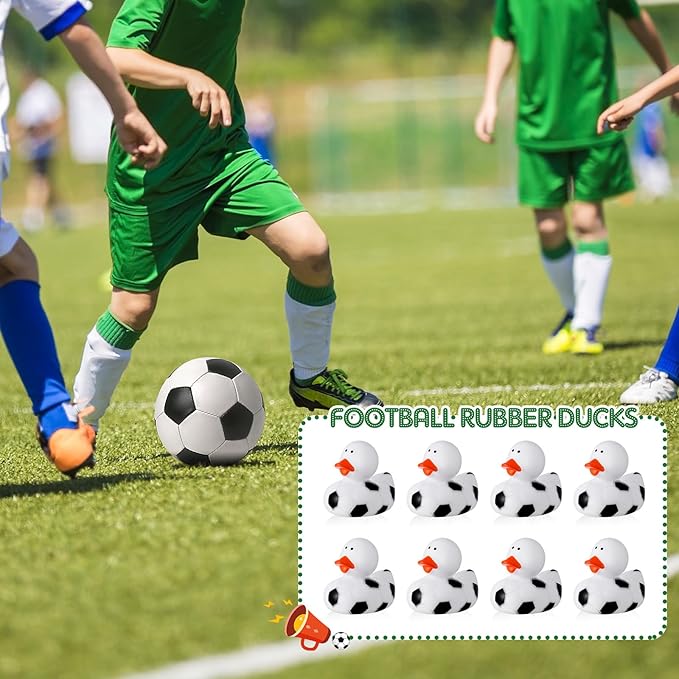 Deekin 24 Pcs Rubber Duck 2 Inch Bulk Sport Party Favors for Birthday Party Decorations Club Player Gift (Soccer)