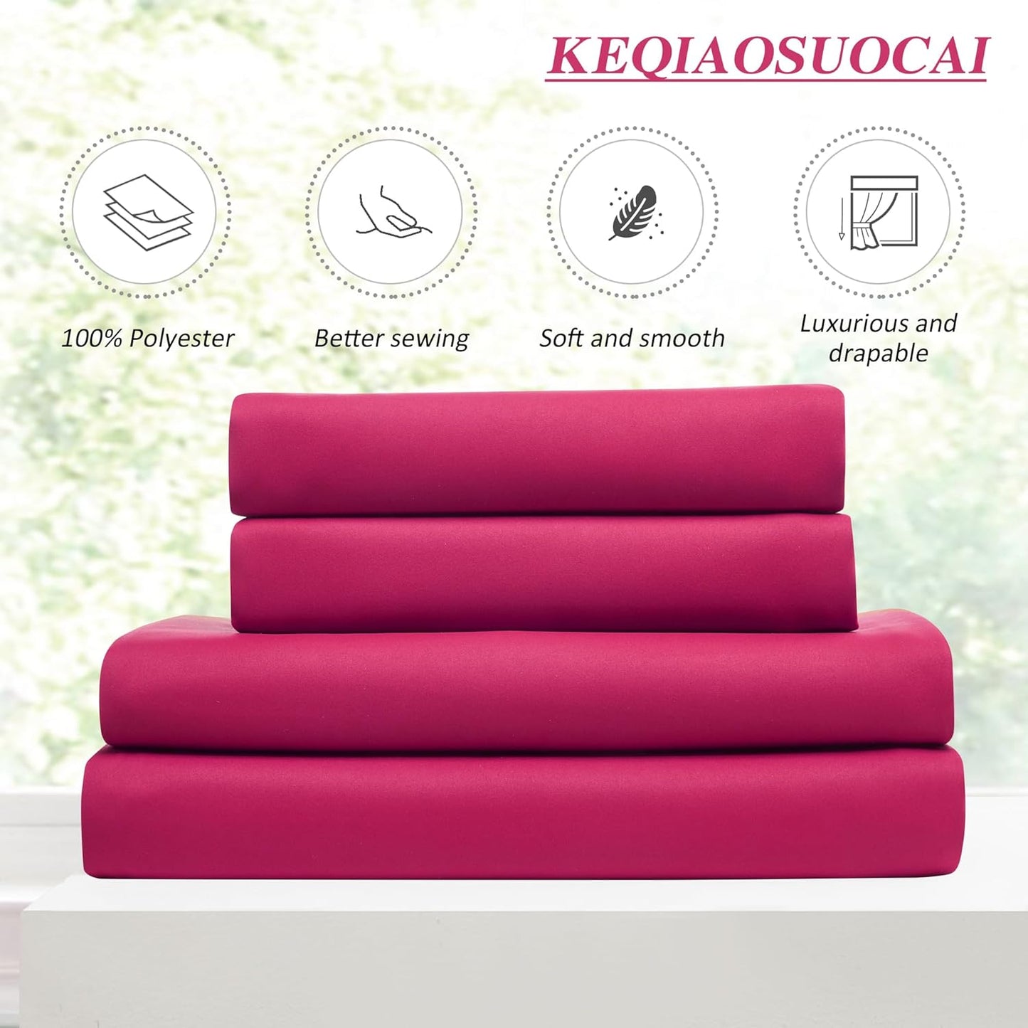 KEQIAOSUOCAI Hot Pink Fuchsia Pinch Pleated Curtains Blackout 84 Inches Long, Room Darkening Pleat Curtain for Kids Nursery Bedroom Window Panels with Hooks Magenta Drapes 40 x 84 Inch