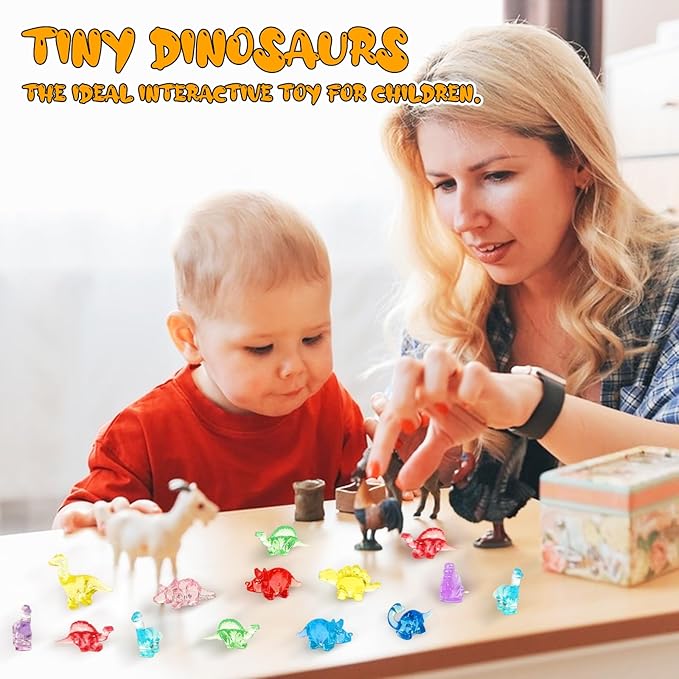 120 PCS Mini Dinosaur Figures, 12 Styles Resin Animals Mixed Loading, Tiny Multicolor Mini Resin Animals for Dollhouse Decor Vase Fillers Accessories Decorations