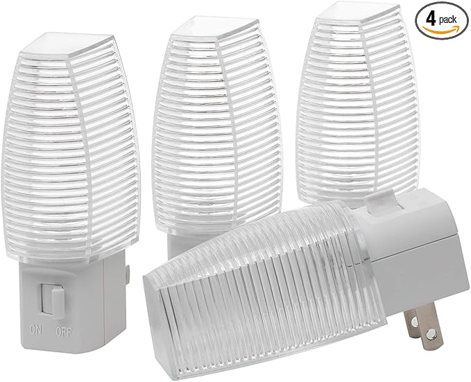 DEWENWILS Plug in Night Light with Switch, Manual ON Off LED Nightlight for Kids, Nursery, Bedroom, Bathroom, Hallway, Stairways, Corridor, Garage, Warm White, UL Listed, 4 Pack
