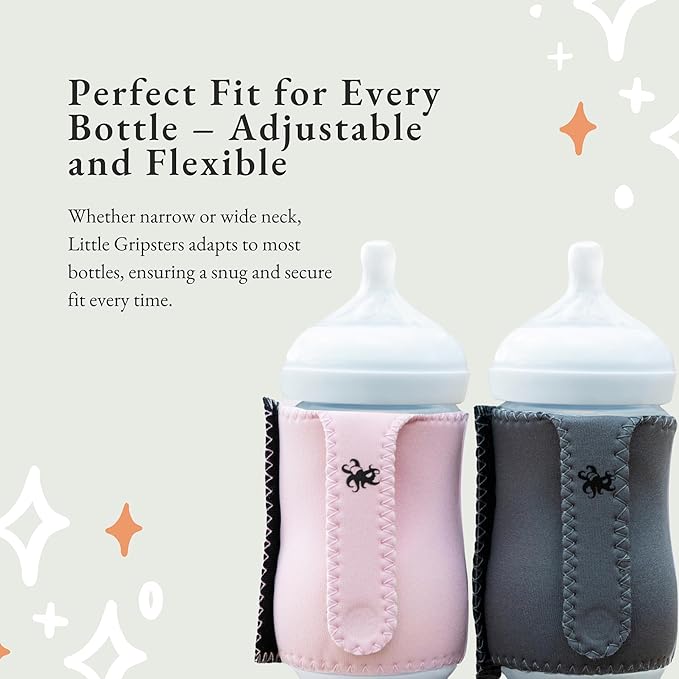 Baby Bottle Sleeve for Self-Feeding - Neoprene Baby Bottle Cover for Infants & Toddlers - BPA-Free, Adjustable Velcro Fit - for Ages 5 to 18 Months - Machine Washable (Baby Pink)