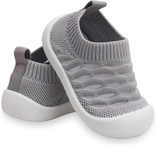 Baby First-Walking Shoes 1-4 Years Kid Shoes Trainers Toddler Infant Boys Girls Soft Sole Non Slip Cotton Canvas Mesh Breathable Lightweight TPR Material Slip-on Sneakers Outdoor