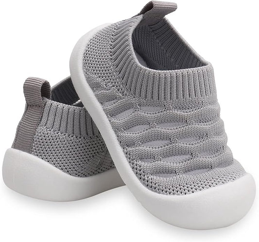 Baby First-Walking Shoes 1-4 Years Kid Shoes Trainers Toddler Infant Boys Girls Soft Sole Non Slip Cotton Canvas Mesh Breathable Lightweight TPR Material Slip-on Sneakers Outdoor