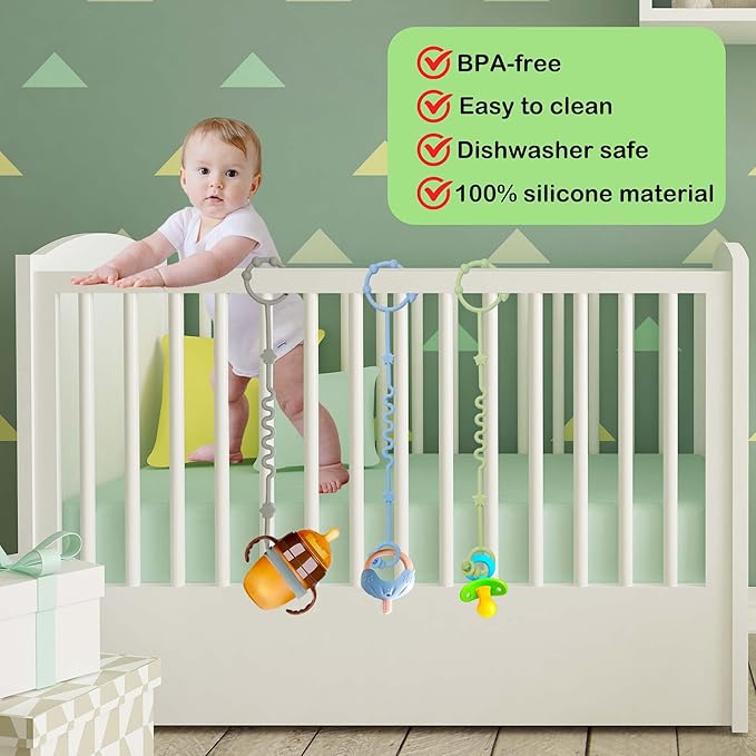 RTMOK Toy Straps for Baby,RTMOK Silicone Setpacifier Clip,Applies to Car Seat Toy,Teether Toy,High Chair,Stroller Accessories,Baby Toy Clips,Cribs,Rocking Chair