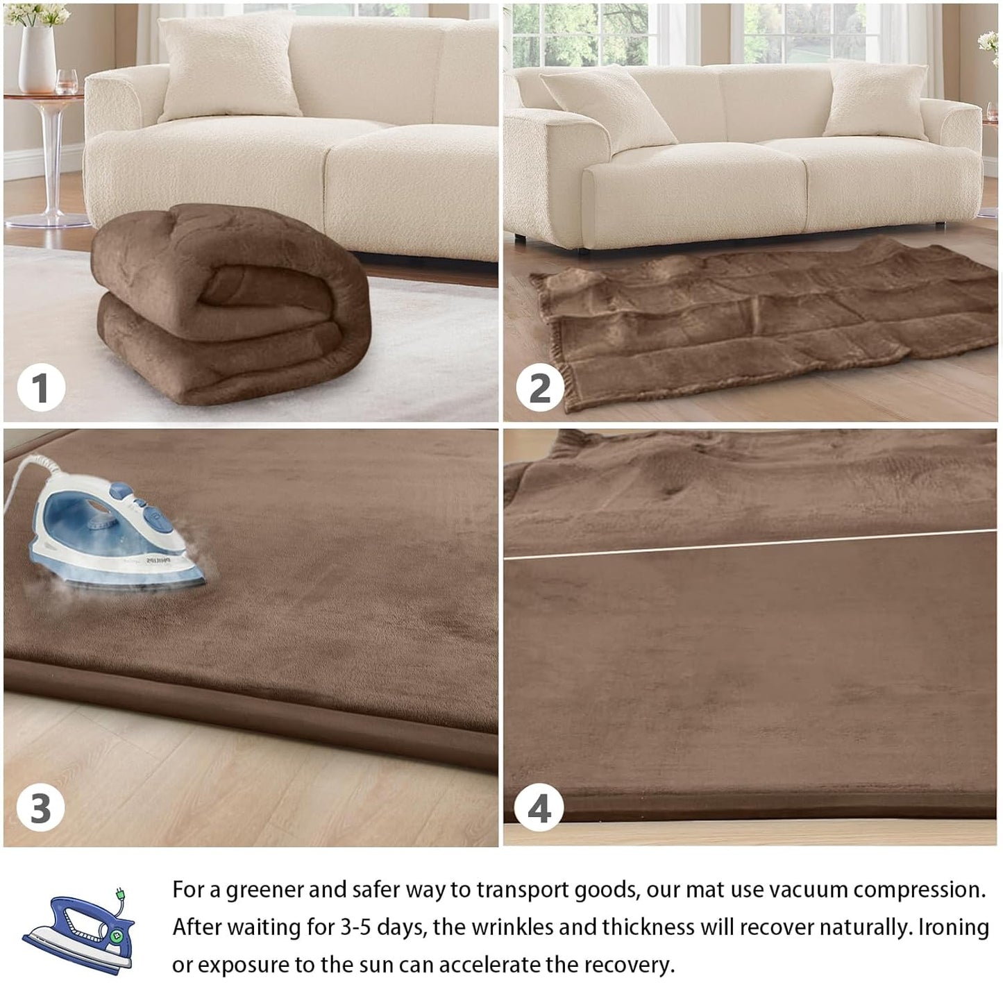 Baby Play Mat 1.2" Thick Memory Foam Nursery Rug Area Rug, 4’11” X 3’28” Yoga Mat Playmat Crawling Mat for Baby,Toddlers,Infants,Kids,Floor Mat Tatami Mat for Living Room with Non-Slip(Coffee)