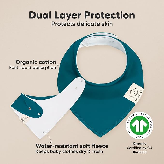 8-Pack Organic Baby Bandana Bibs for Boys, Girls - Super Absorbent Triangle Baby Bibs for Drooling and Teething Infant, 100% Cotton Extra Soft for Newborn, Infant 0-36 Months (Eclipse)