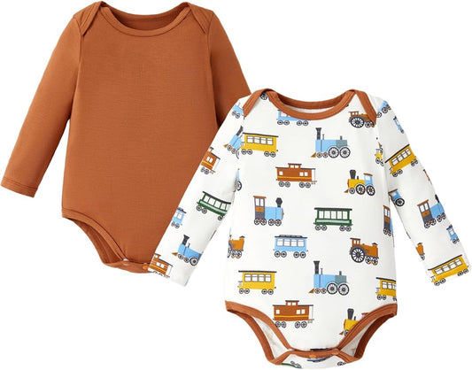 PATPAT Baby Bodysuits - Soft Viscose Made from Bamboo - Long Sleeve Funny for Boys and Girls -Newborn Infant Toddler Clothes