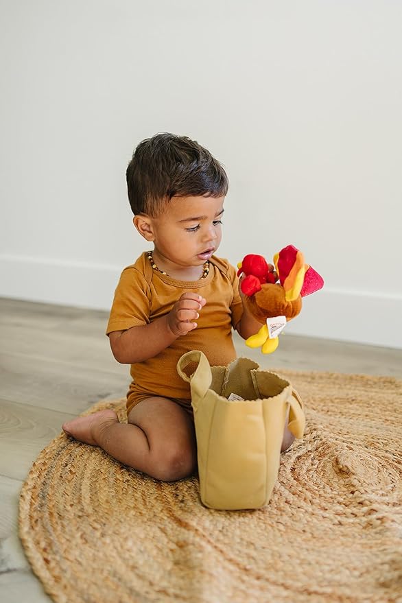 Genius Baby Toys My First Thanksgiving Toy with Plush Gobble Turkey, Teddy Bear, Little Pumpkin Pie, Indigenous Native American Girl - Cute Thanksgiving Toys for Babies Toddlers