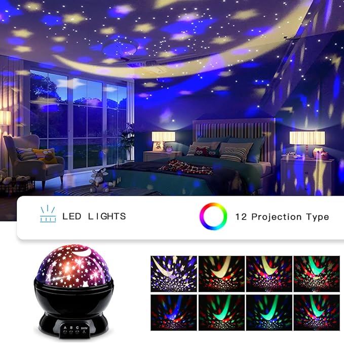 Car Truck Night Light Projector Toys for Boys Age 3-5 Toddler Tractor Nightlights 360 Degree Rotation with 17 Colors Changing Baby Ceiling Light Projector for Boys Girls Bedroom Decoration