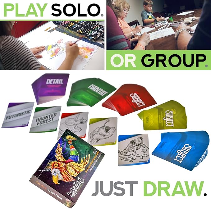 Mythical Creatures Art Prompts Card Game — 150 Drawing Prompt Cards, Millions of Mash-Ups — Imagination Game for Kids, Tweens, Teens & Families — Classroom & Homeschool Creativity Activity